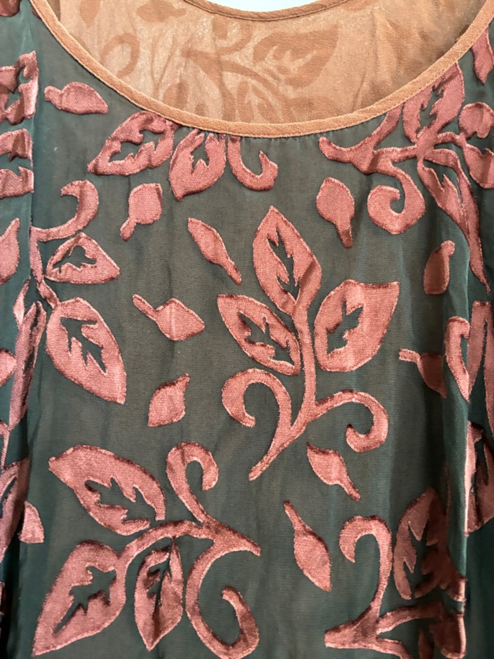 VIVIS Italy Pura Seta 85% SILK Burnout  Cami Top Brown Whimsygoth - Picture 5 of 6